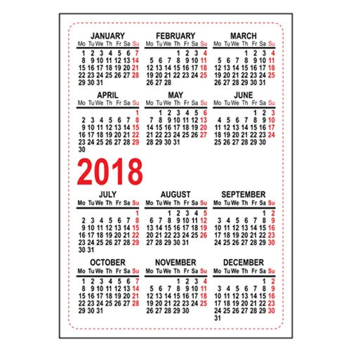 Printed Pocket Calendar Spiral Binding