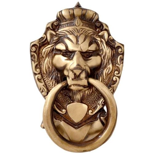 aakrati Lion Face Brass Door Knocker(Antique Brass)