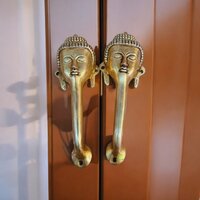 "aakrati Brass Handle Of Gautam Buddha Brass Door Handle  (yellow Pack Of 2) "