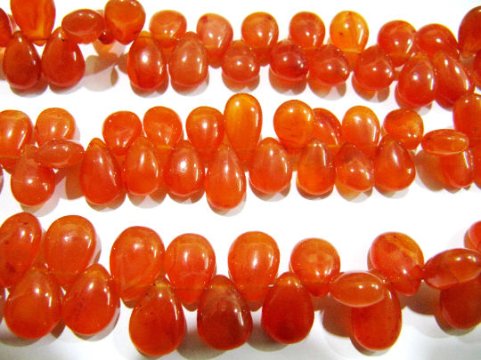 Natural Carnelian Pear Shape Plain 9x12mm to 10x14mm beads Strand 8'' long