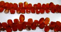 Natural Carnelian Pear Shape Faceted 7x10mm Beads Strand 8 inches long