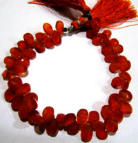 Natural Carnelian Pear Shape Faceted 7x10mm Beads Strand 8 inches long