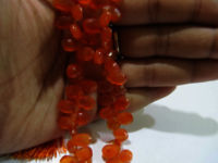 Natural Carnelian Pear Shape Faceted 7x10mm Beads Strand 8 inches long