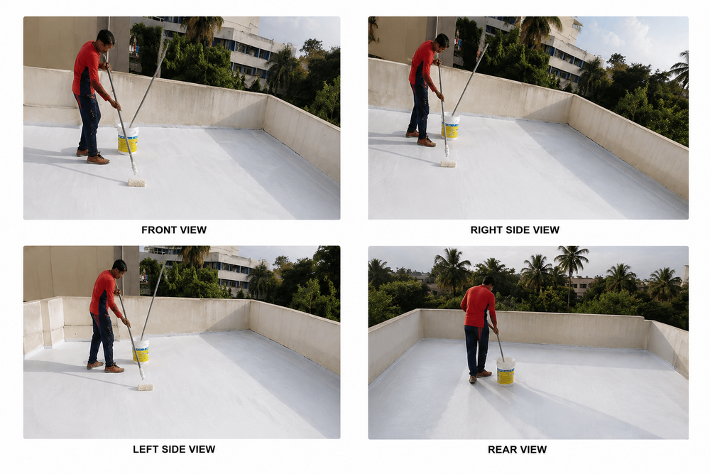 Terrace Water Proofing Service - Polyurethane Surface Coating, 24-Hour Drying Time, White Finish | 10-Year Warranty, Variable Coverage Area, Leak Protection