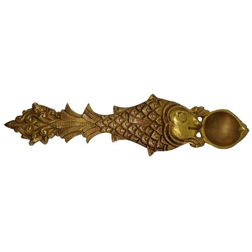 Decorative brass metal hand made deepak/ spoon use in hawan & Pooja