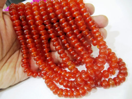 Natural Carnelian Rondelle Plain 8mm Beads Sold Per Strand 8 inches Long