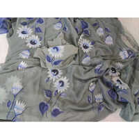 Hand Painted Pure Chiffon Saree - Color: Multi Colours