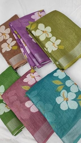 Soft Linen Zari Border Sarees