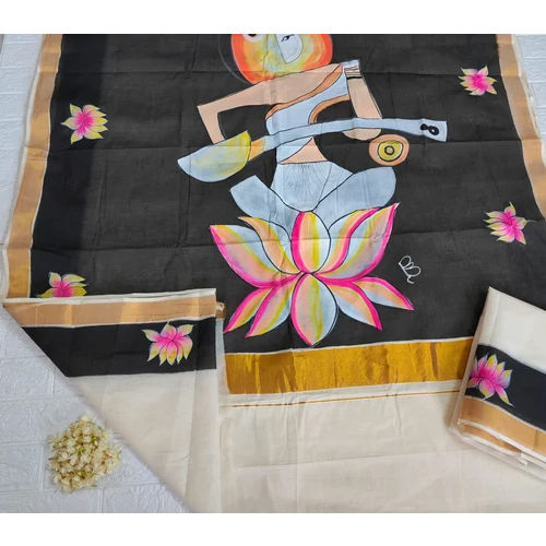 Hand Painted Kerala Cotton Saree