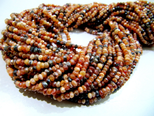 Natural Carnelian AB Coated Rondelle Faceted 3-4mm Beads Per Strand 13'' long