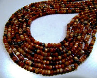 Natural Carnelian AB Coated Rondelle Faceted 3-4mm Beads Per Strand 13'' long