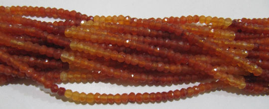 Natural Carnelian Shaded Rondelle Faceted 3-4mm Beads Strand 14 inches long