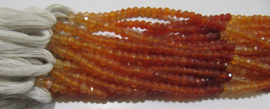 Natural Carnelian Shaded Rondelle Faceted 3-4mm Beads Strand 14 inches long