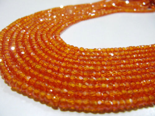 Natural Carnelian Cubic Zirconia  Rondelle Faceted 3mm beads Strand 13'' long