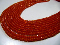 Natural Carnelian Cubic Zirconia  Rondelle Faceted 3mm beads Strand 13'' long