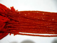 Natural Carnelian Cubic Zirconia  Rondelle Faceted 3mm beads Strand 13'' long