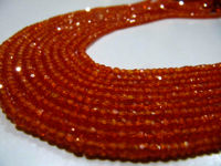 Natural Carnelian Cubic Zirconia  Rondelle Faceted 3mm beads Strand 13'' long