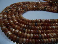 Natural Carnelian Rondelle Faceted Silver Coated 7-8mm Beads Strand 8''long