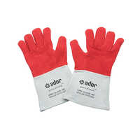 Leather Hand Gloves - Color: Red And White