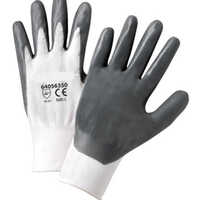 White And Grey Pu Coated Hand Gloves - Fabric Type: Rubber
