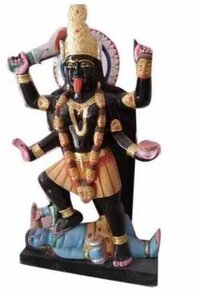 Marble Kali Mata Statue - 24 Inches, Polished Makrana Marble, Medium Size, Glossy Finish, Handcrafted with Intricate Carvings, Religious Theme
