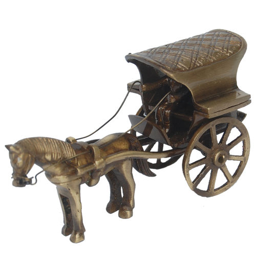 Brass Rare Horse Cart Decorative Statue