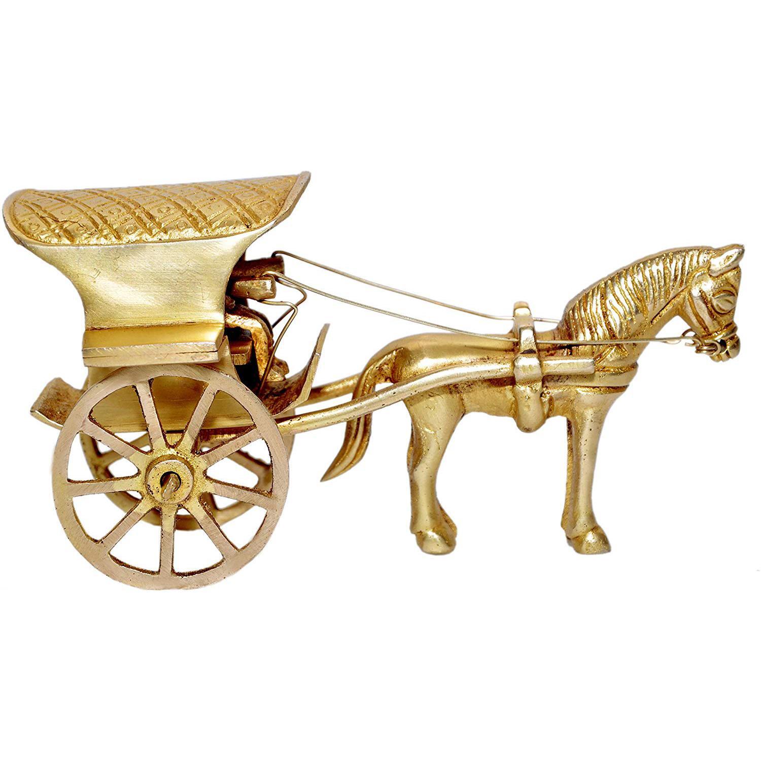 Aakrati Traditional Horse cart Made in Brass with Antique Look - Rare Collection for Gift and Dcor