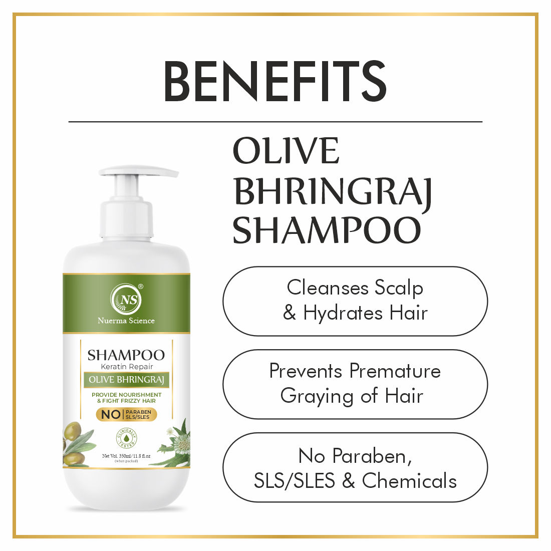 Nuerma Science 100% Natural Olive Bhringraj Hair Shampoo