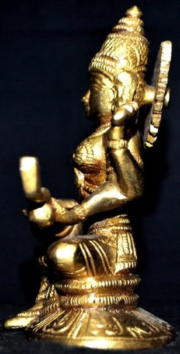 Goddess Saraswati Brass Metal Hand Carved Statue - The Goddess of Art & Knowledge