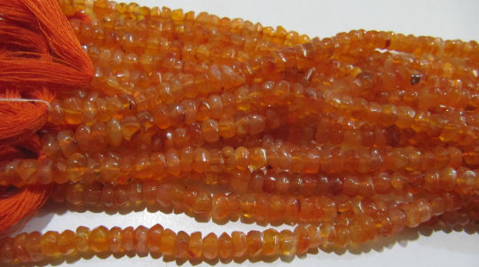 Natural Carnelian Rondelle Faceted 4-5mm Beads Strand 13 inches long