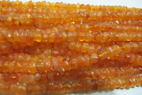 Natural Carnelian Rondelle Faceted 4-5mm Beads Strand 13 inches long