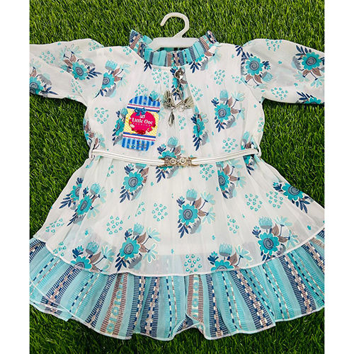 Kids Blue Printed Frocks