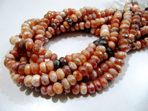 Natural Carnelian Mystic Coated Rondelle Faceted 7-8mm Beads Strand 8''long