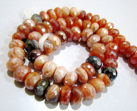 Natural Carnelian Mystic Coated Rondelle Faceted 7-8mm Beads Strand 8''long