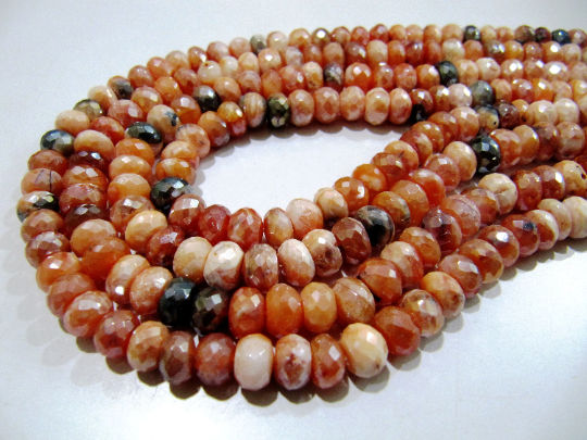 Natural Carnelian Mystic Coated Rondelle Faceted 7-8mm Beads Strand 8''long