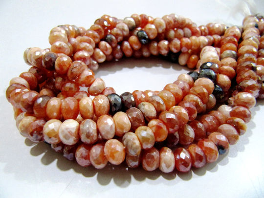 Natural Carnelian Mystic Coated Rondelle Faceted 7-8mm Beads Strand 8''long