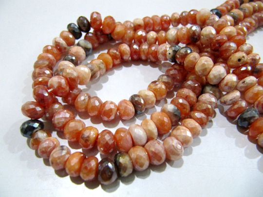 Natural Carnelian Mystic Coated Rondelle Faceted 7-8mm Beads Strand 8''long