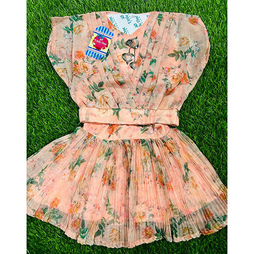 Kids Peach Top And Skirt