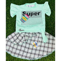 Different Available Kids Sea Green Top And Skirt