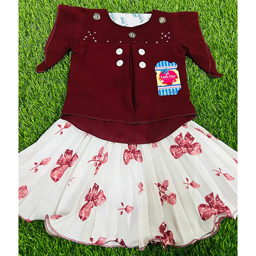 Kids Red And White Top And Skirt