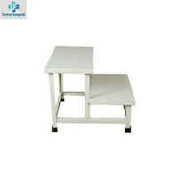 Hospital Double Step Stool - Wooden, Polished Finish, White Color | Non-foldable, Ideal For Commercial Healthcare Use