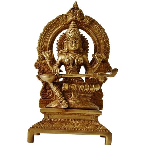 aakrati Goddess Saraswti Temple Statue Made Decorative Showpiece - 18 cm  ( Yellow)