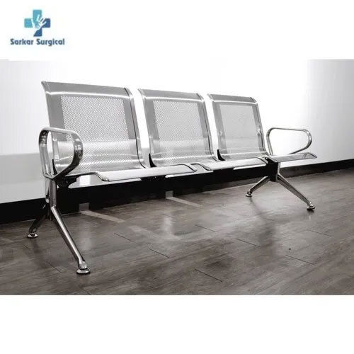 Stainless Steel Three Seater Visitor Chair