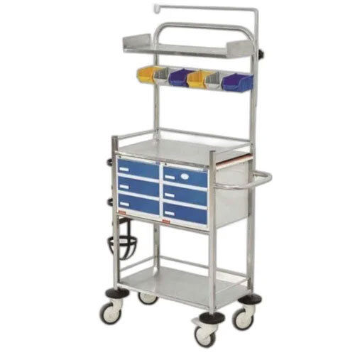 Silver Crash Cart Hospital Trolley