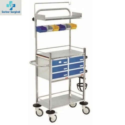 White & Blue Care Crash Cart Full Ms Material