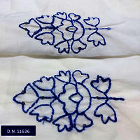 Blue Leafy Thread work Cotton Embroidery fabric