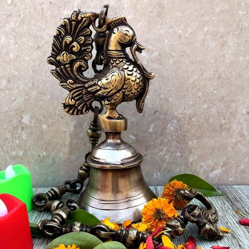 Aakrati Temple Bell with Peacock by Aakrati Metal Home Temple  (Height: 20, Pre-assembled)