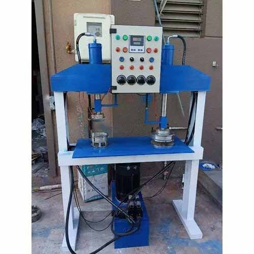 Double Die Double Cylinder Hydraulic Paper Plate Making Machine - Mild Steel, 4"-15" Inch Size, Blue & White Color, 1500-1800 pcs/Hour Capacity, Manual/Semi-Automatic/Fully Automatic Operation, 1 Year Warranty, Human Machine Interface Control System