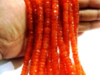 Natural Carnelian Rondelle Faceted 7-8mm Beads Strand 8 inches long