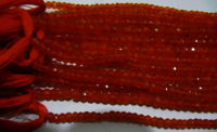 Natural Carnelian Rondelle Faceted 3-4mm Beads Strand 13 inches long